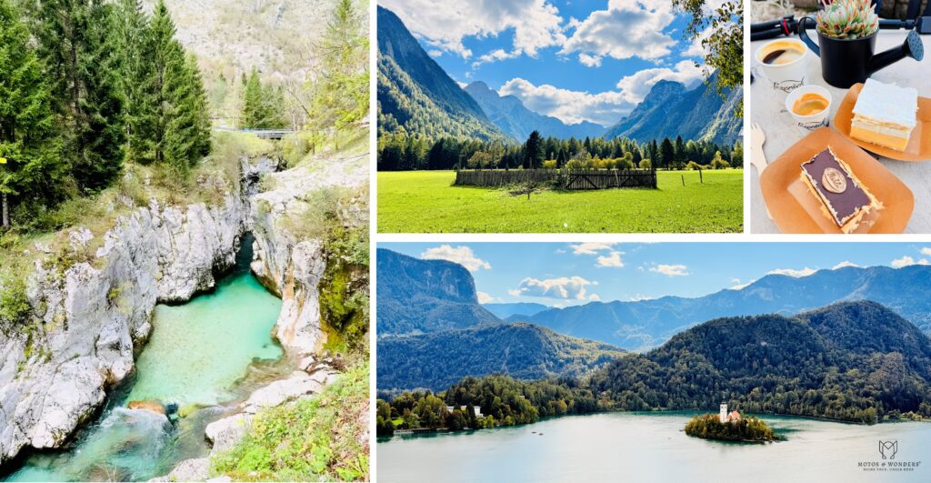 Turquoise river pools, alpine meadows and Lake Bled with its island.