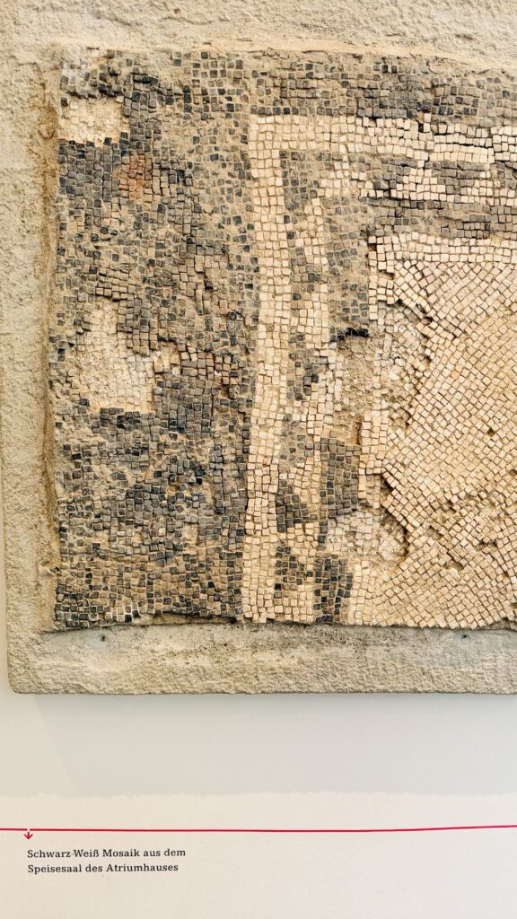Roman mosaic displayed at the Aguntum Museum in Austria
