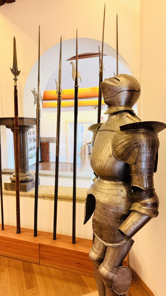 Medieval armour displayed inside Bled Castle museum