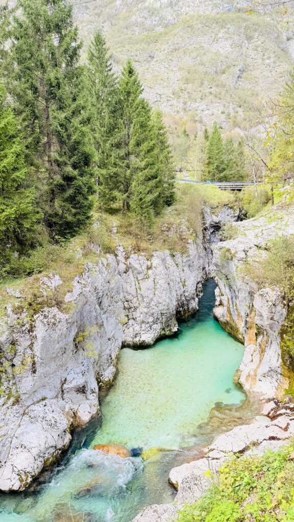 Soča Gorge with turquoise river and steep rock walls